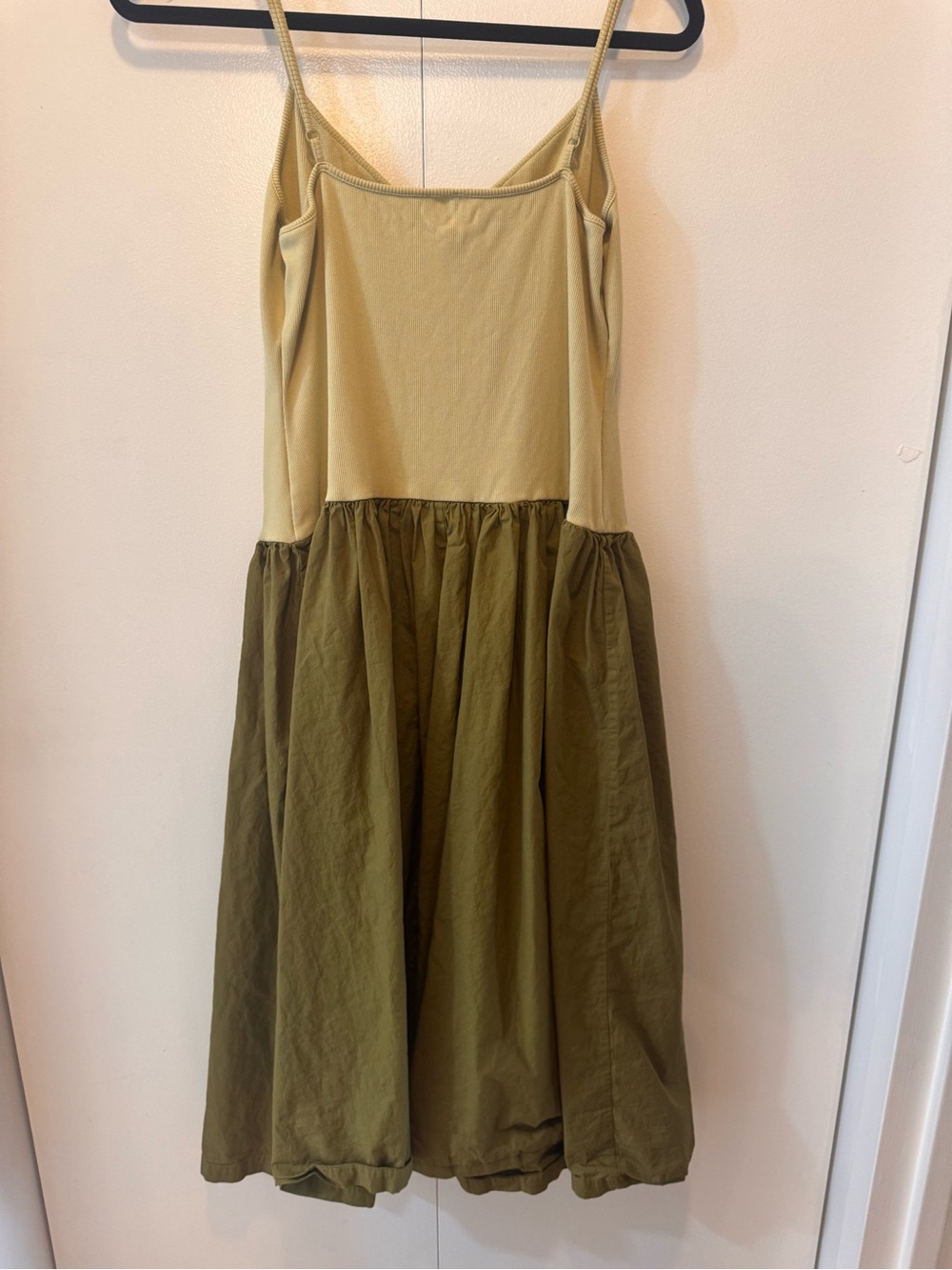 Anthropologie Maeve Two-Tone Green and Olive Twofer Midi Dress - Picture 6 of 6